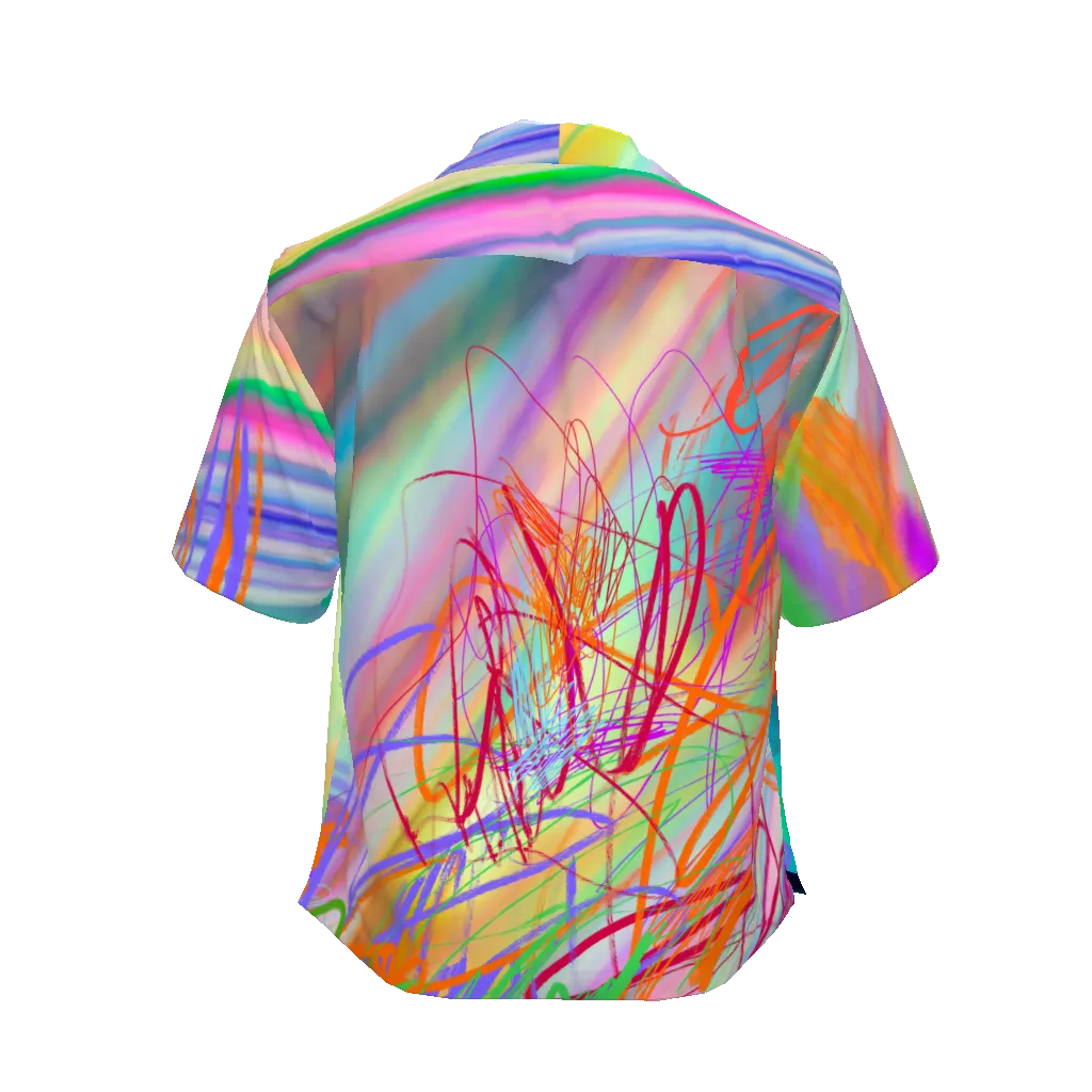 Rainbow Rock Scribbles Croped Camp Shirt