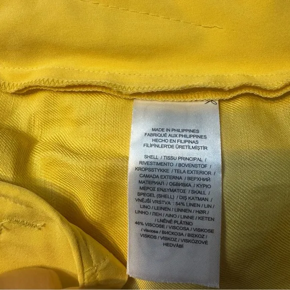 Ralph Lauren Pleated Linen-Blend Twill Shorts Primrose Yellow Size 12 New
