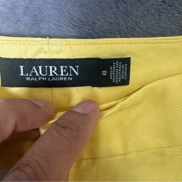Ralph Lauren Pleated Linen-Blend Twill Shorts Primrose Yellow Size 12 New