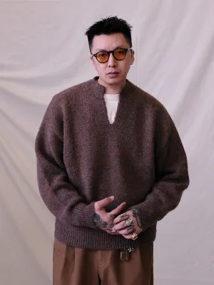 Retro Color Textured Knit Sweater
