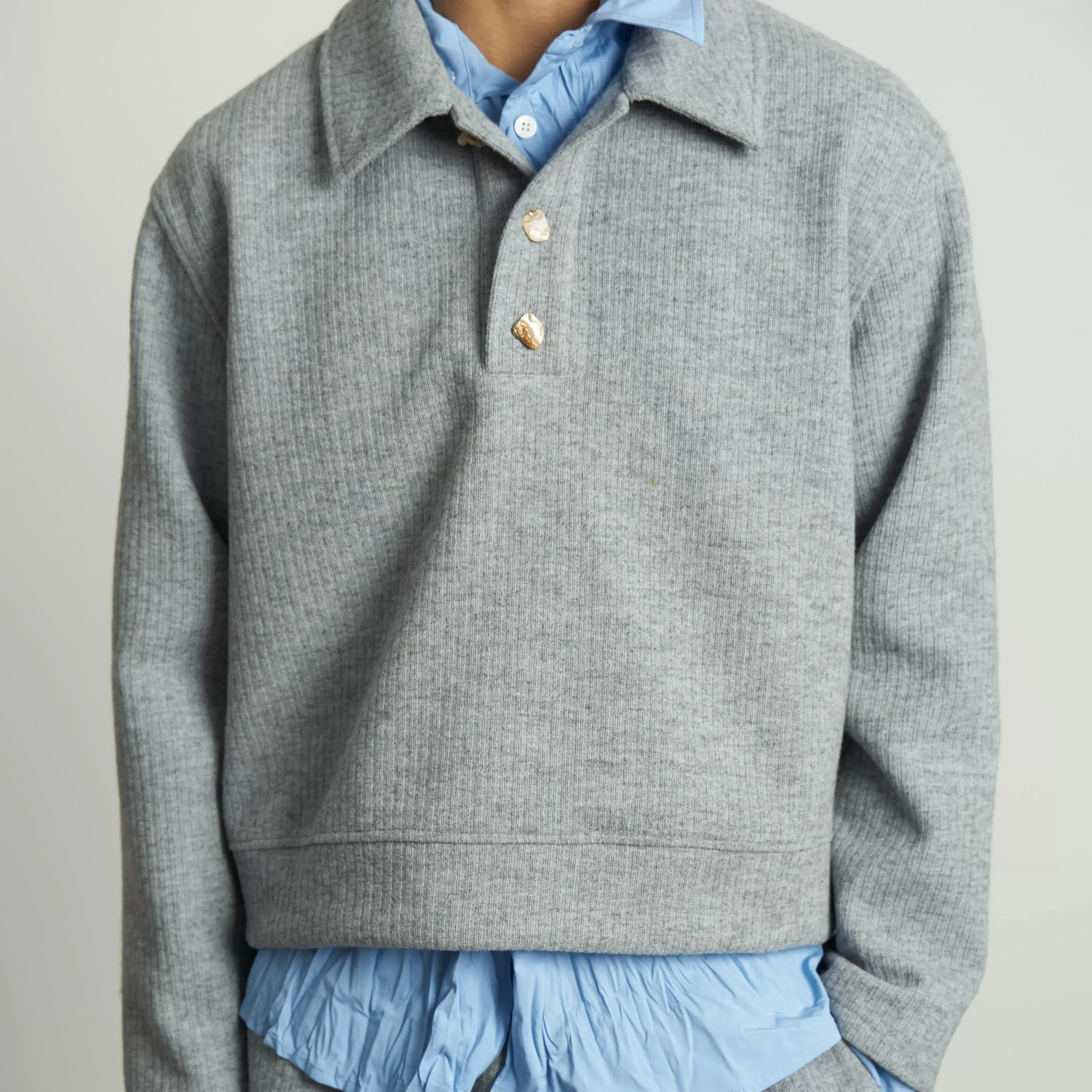 Retro Wool Blend Polo Sweater