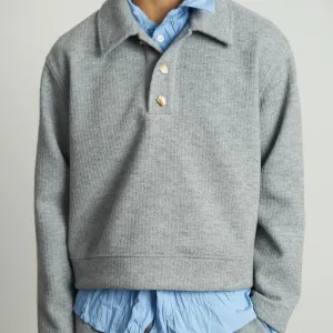 Retro Wool Blend Polo Sweater