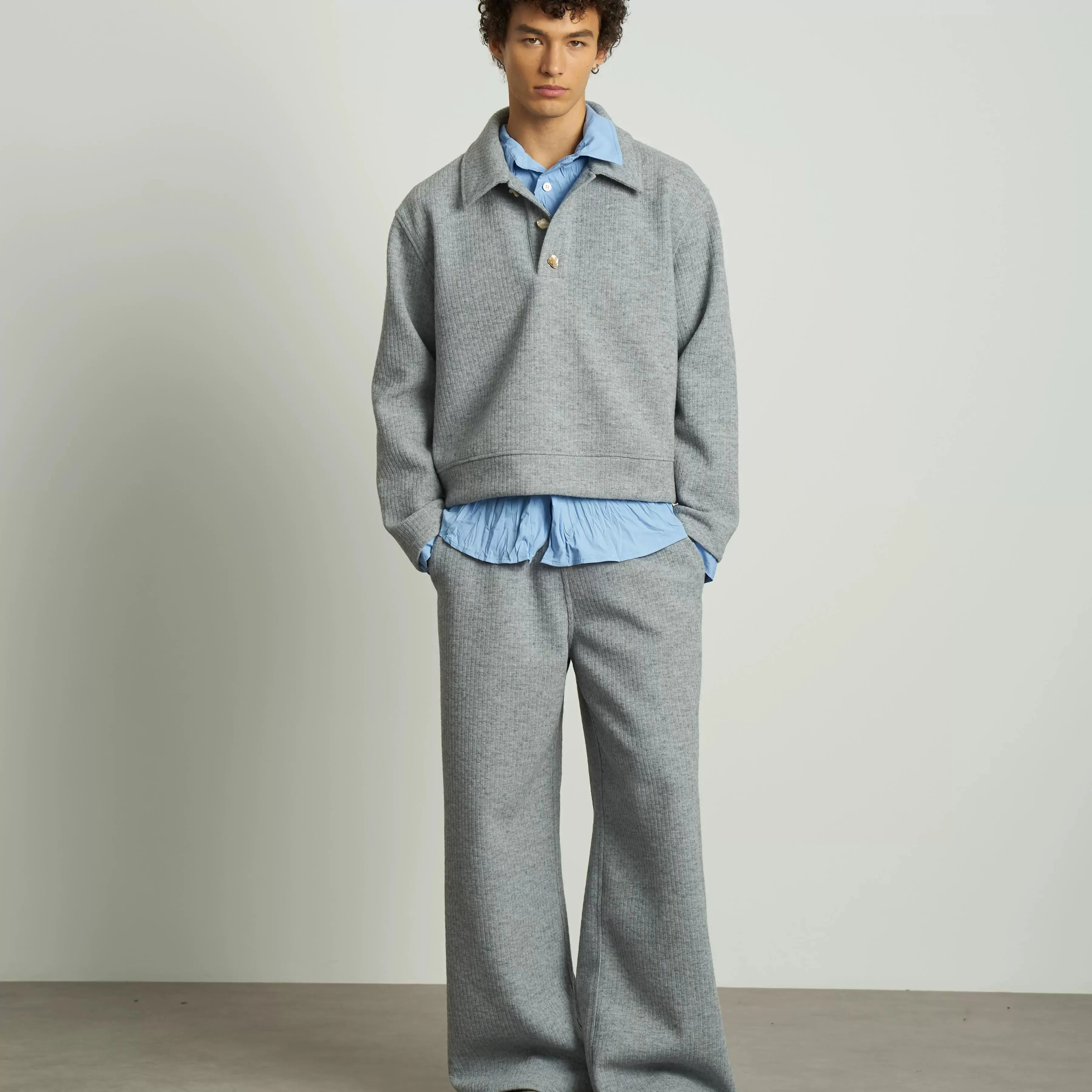 Retro Wool Blend Polo Sweater