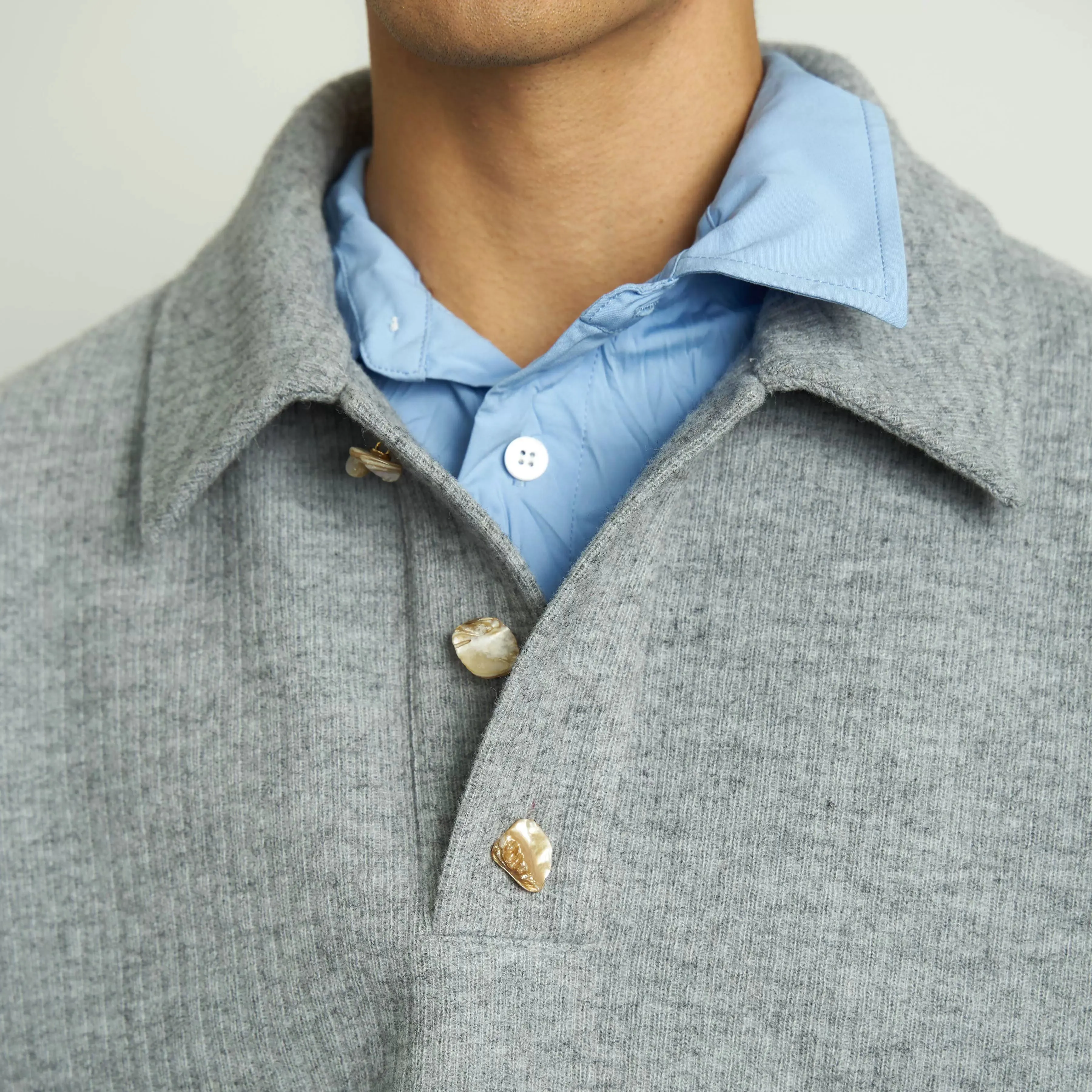 Retro Wool Blend Polo Sweater