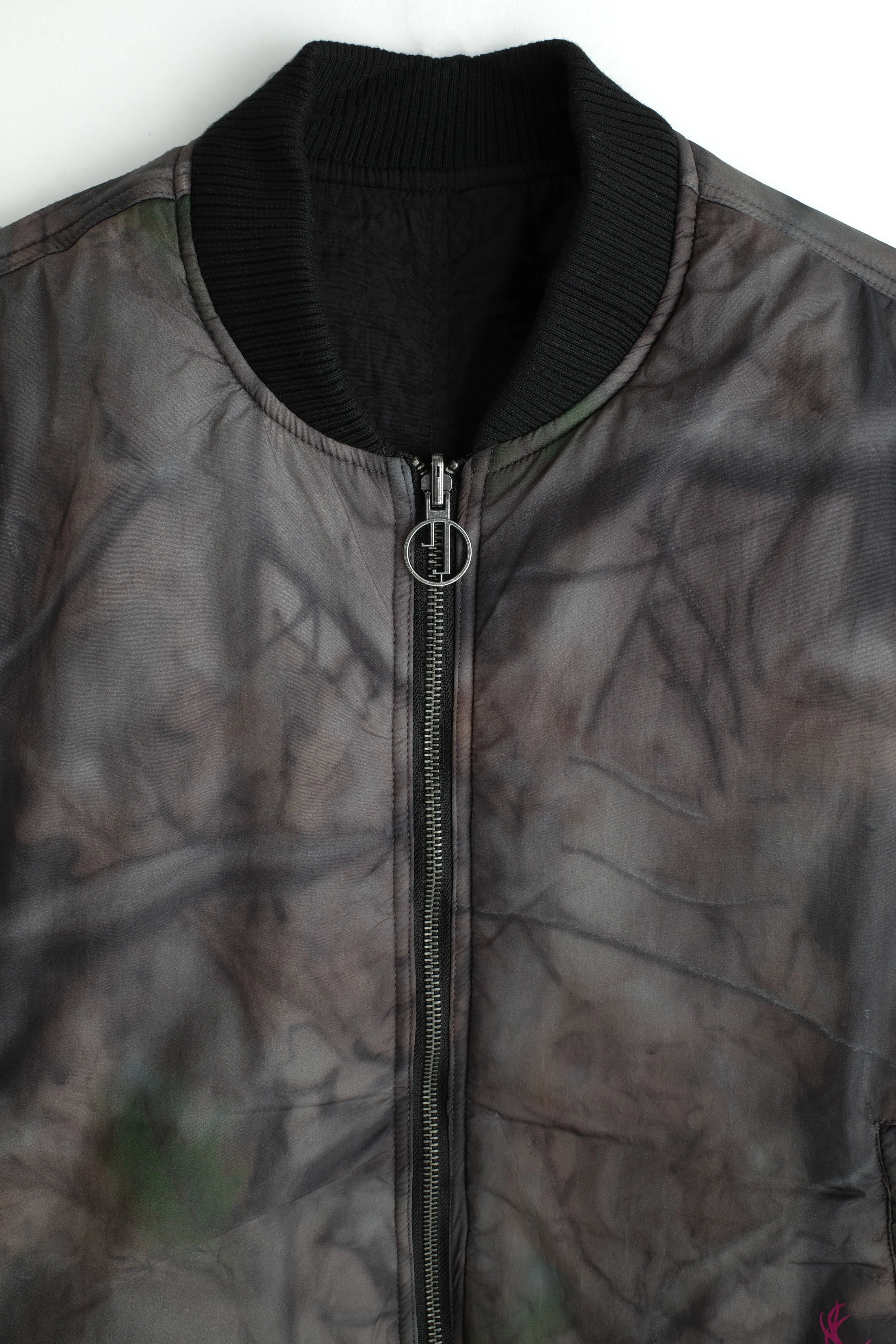 Reversible Airbrush camo/Black nylon Bomber jacket