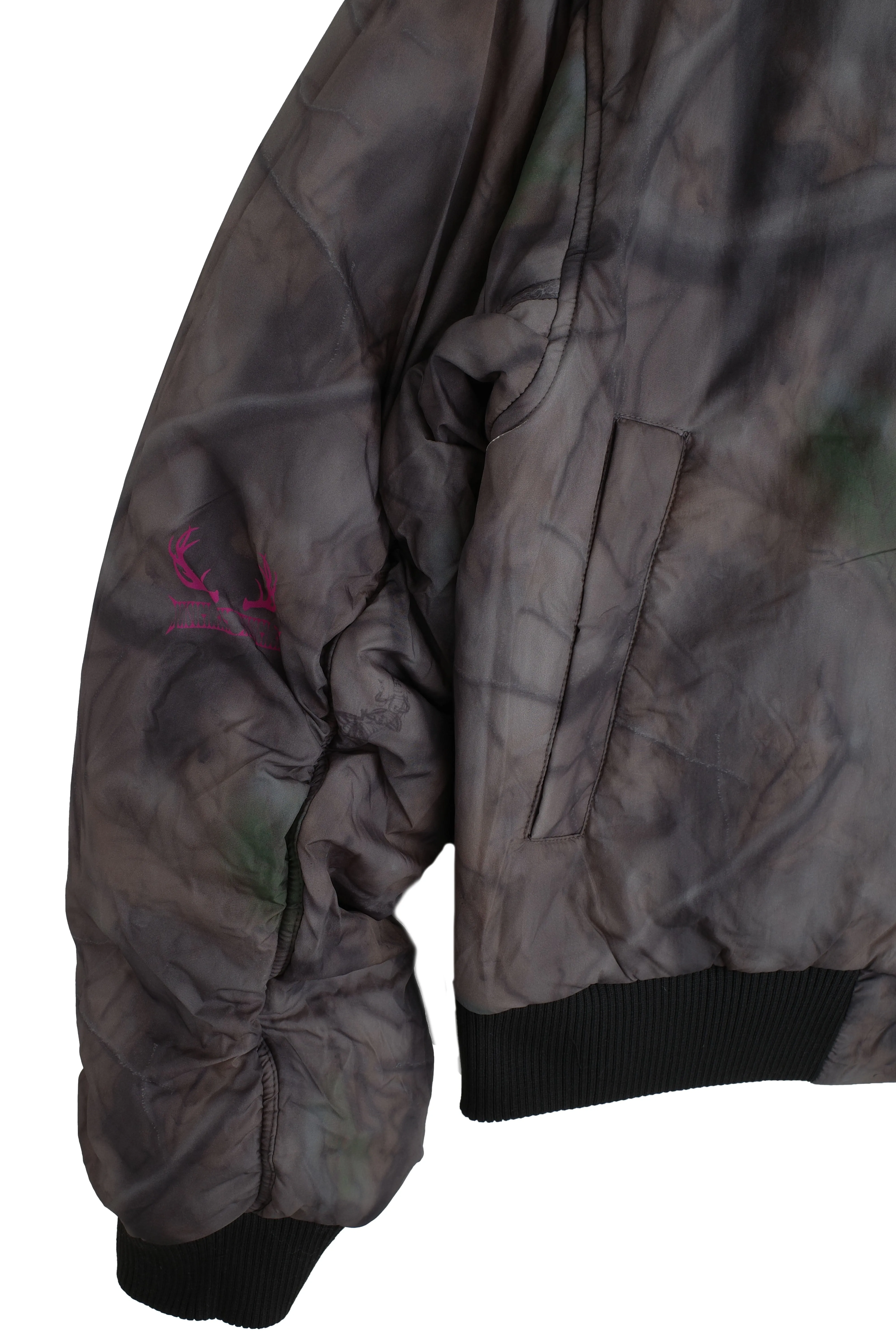 Reversible Airbrush camo/Black nylon Bomber jacket