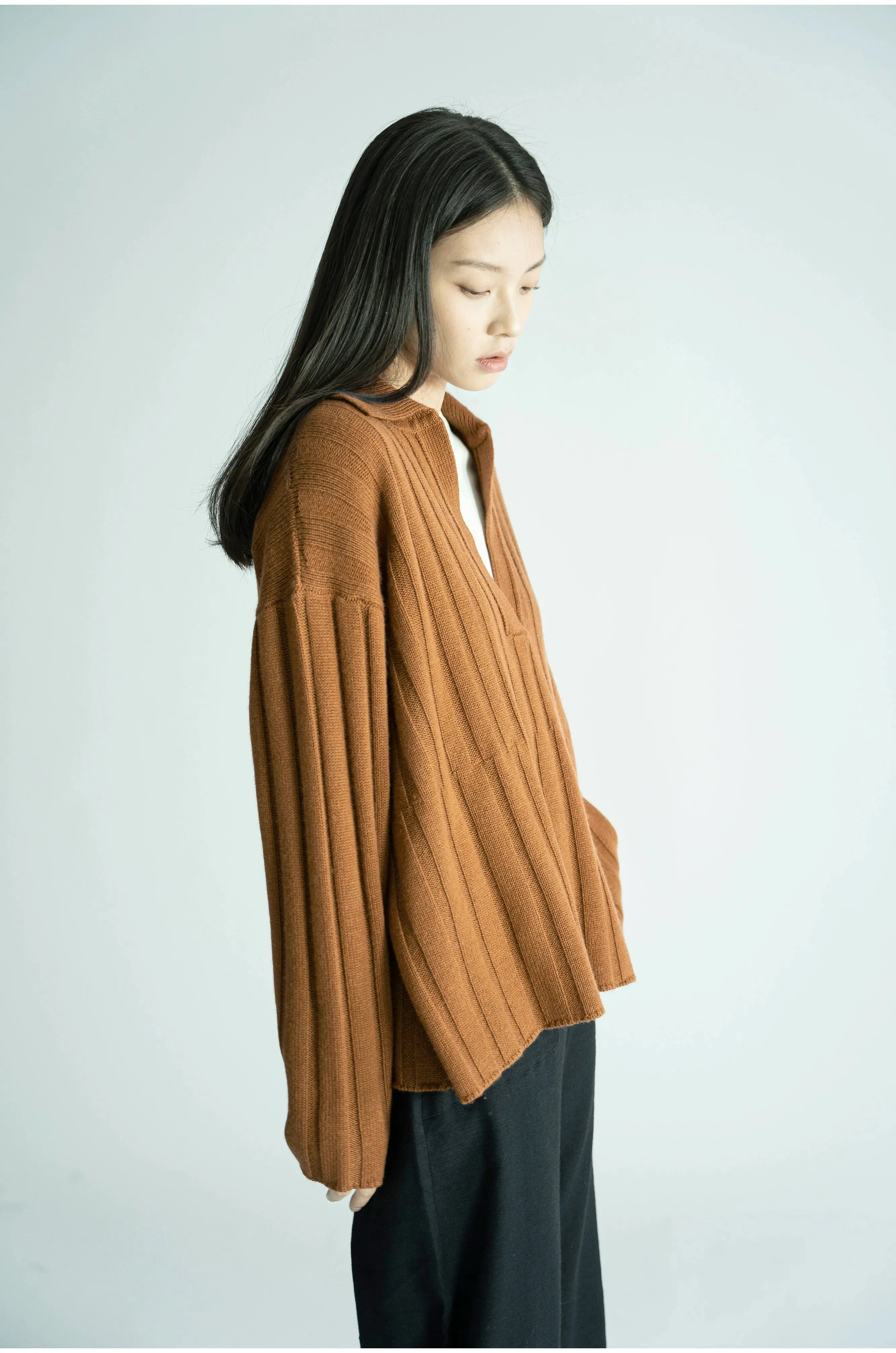 Ribbed V-Neck Sweater