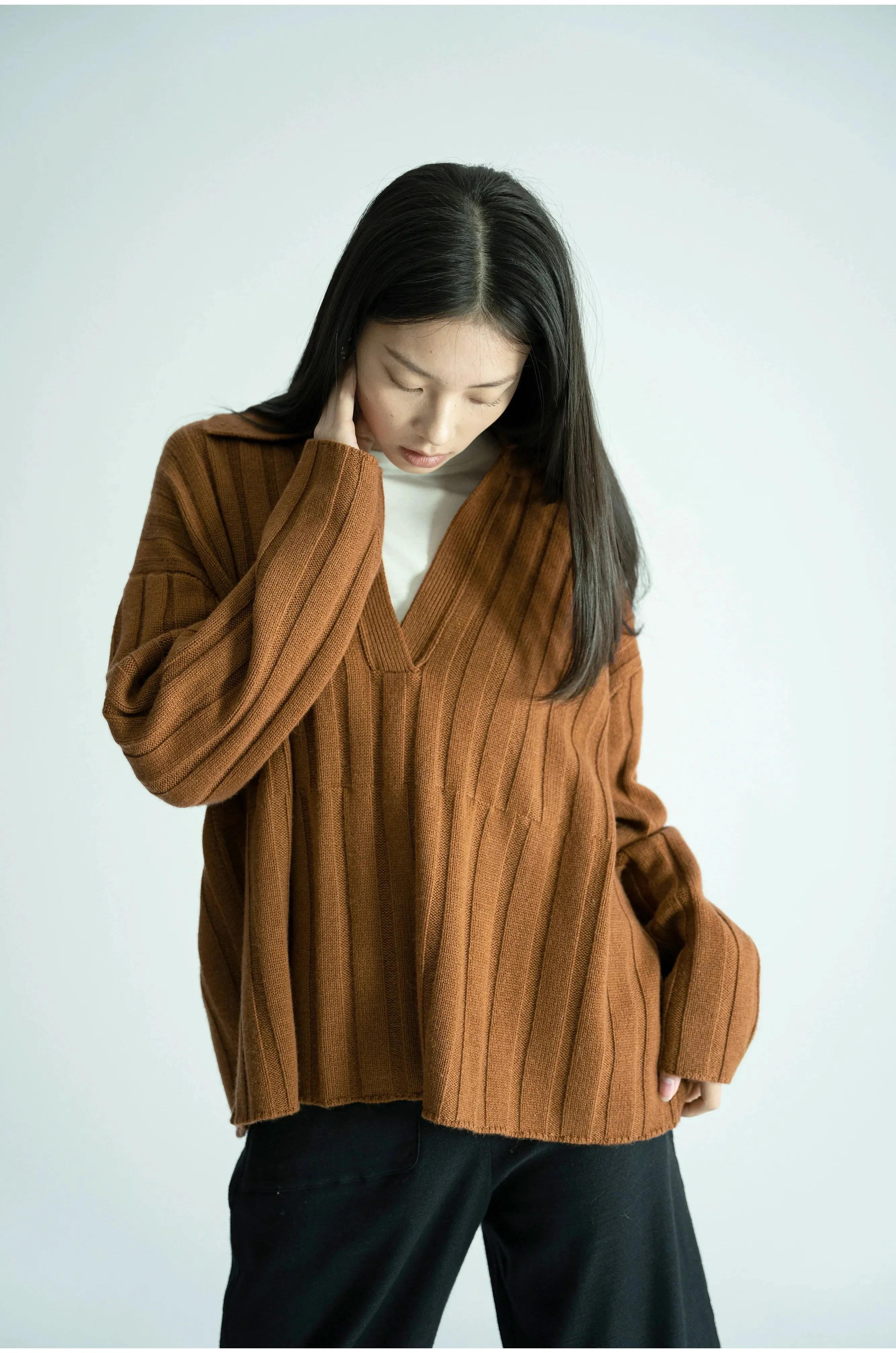 Ribbed V-Neck Sweater