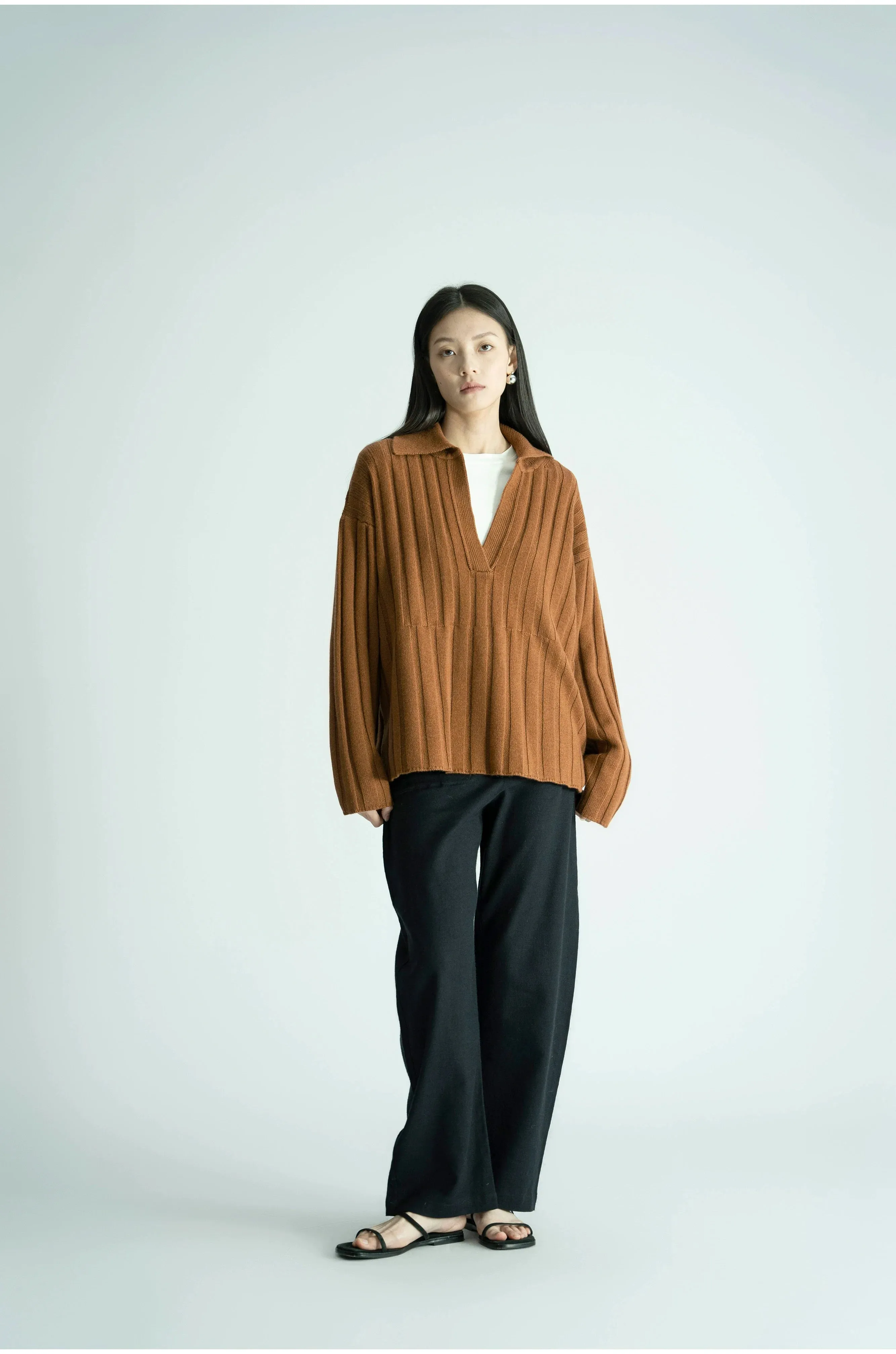 Ribbed V-Neck Sweater