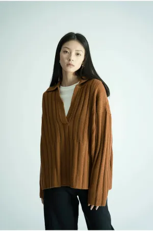 Ribbed V-Neck Sweater