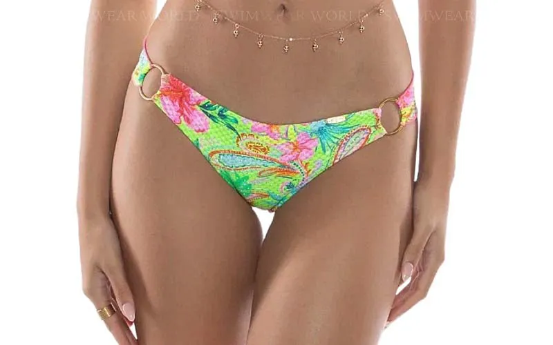 Ring Drawstring Bandeau-Ring Seamless Wavy Ruched Back Bikini