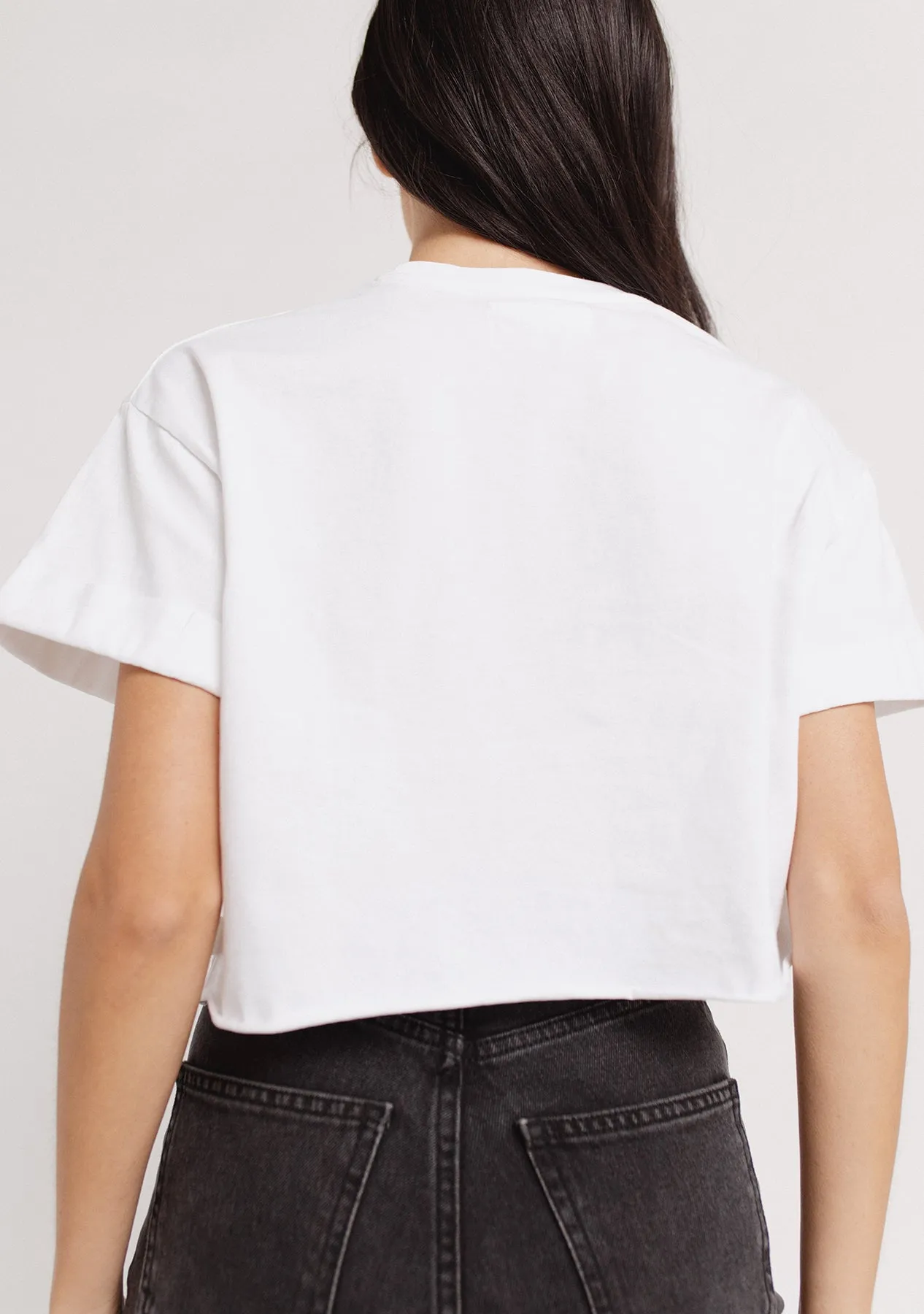 Rolled Slv Cropped T-Shirt