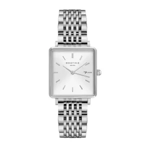 Rosefield The Boxy White Sunray Steel SilverLadies Watch