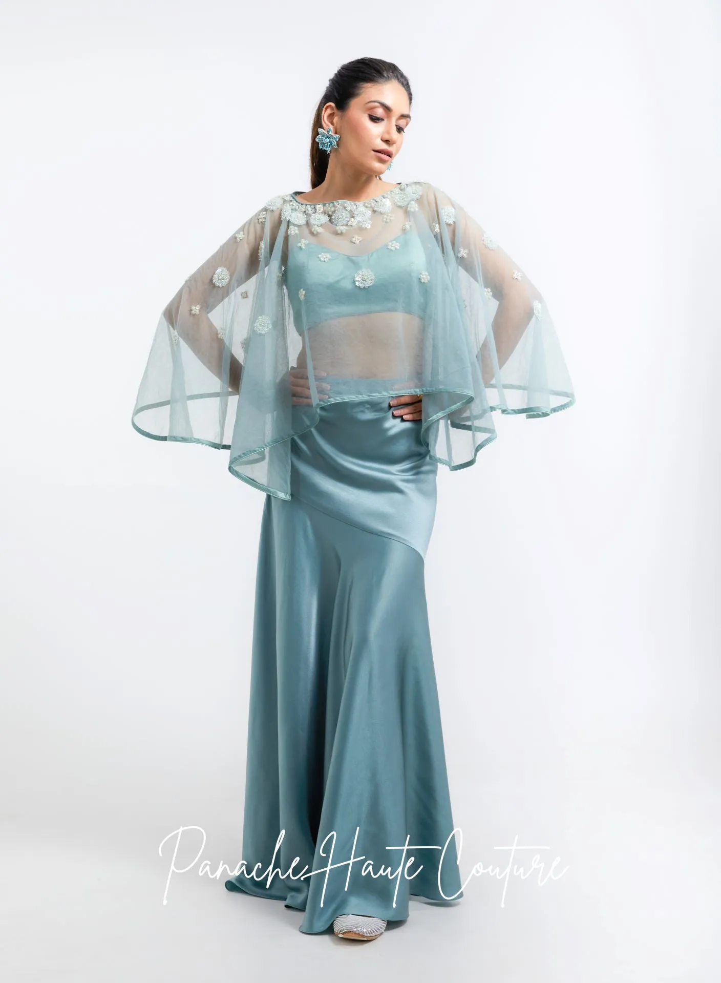 Sage Green Fitted Dhoti Skirt