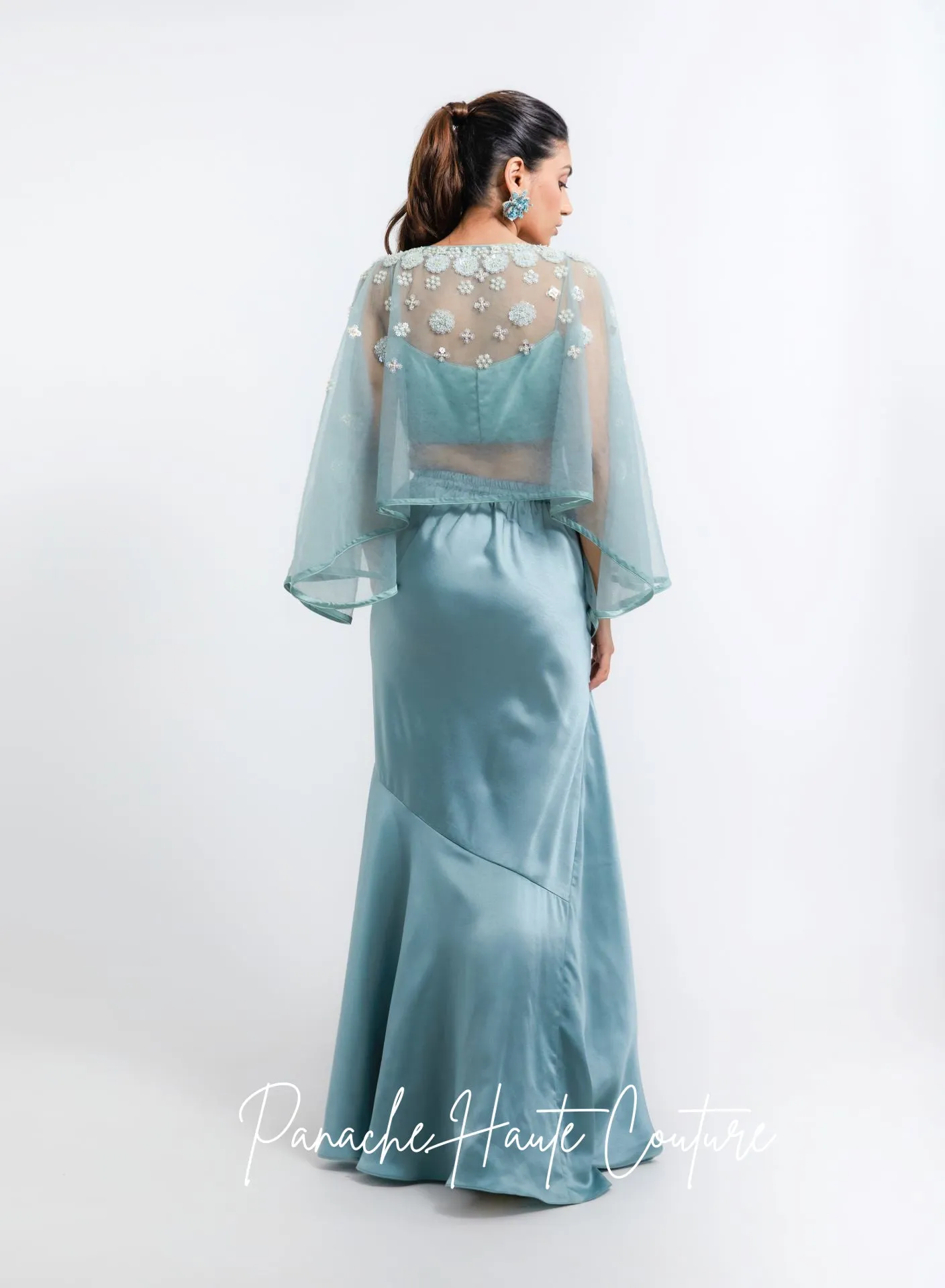 Sage Green Fitted Dhoti Skirt