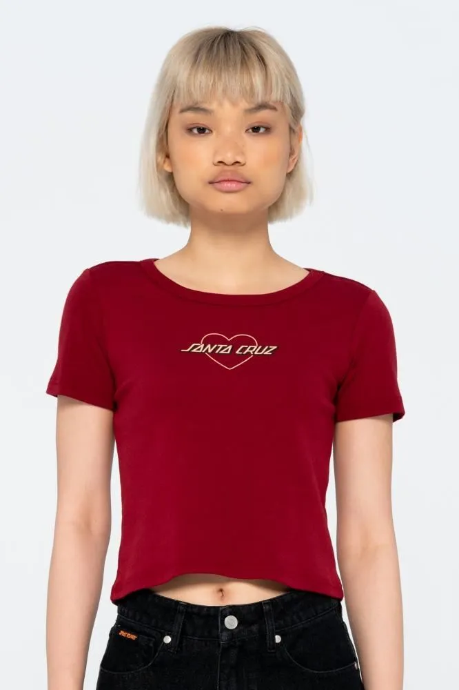 Santa Cruz Womens T-Shirt Heart Strip T-Shirt - Ruby Red