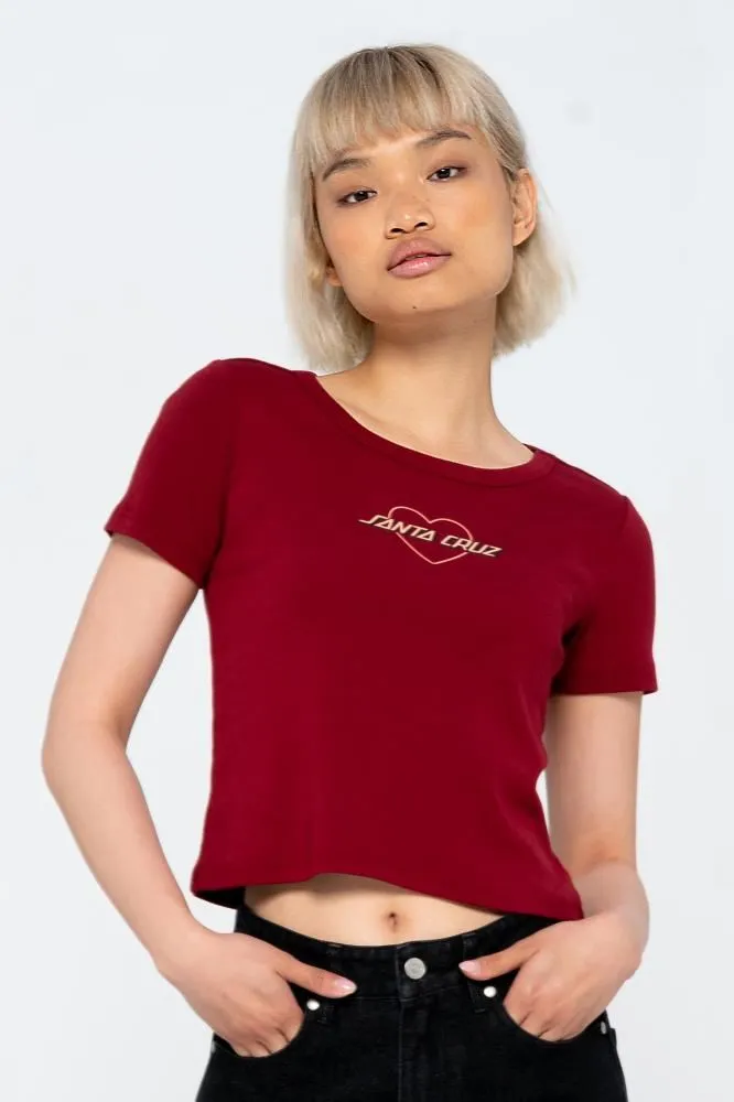 Santa Cruz Womens T-Shirt Heart Strip T-Shirt - Ruby Red