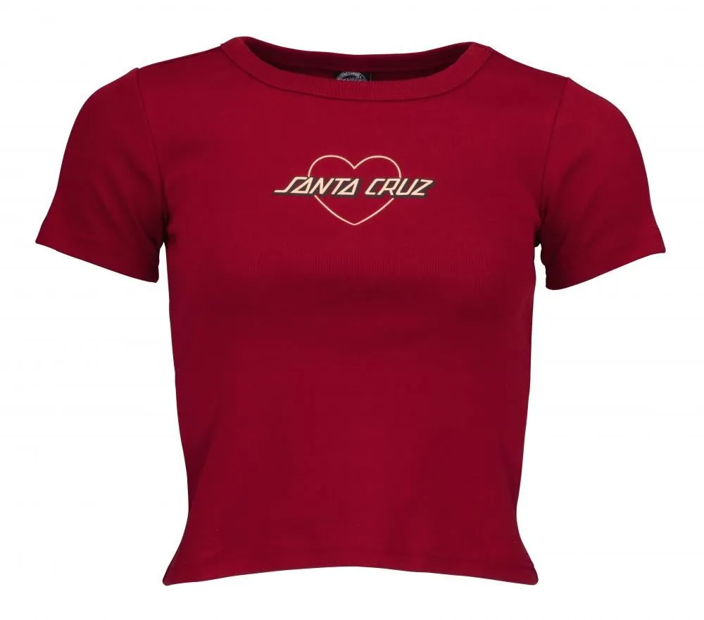 Santa Cruz Womens T-Shirt Heart Strip T-Shirt - Ruby Red