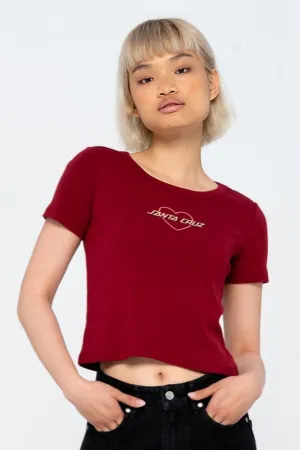 Santa Cruz Womens T-Shirt Heart Strip T-Shirt - Ruby Red