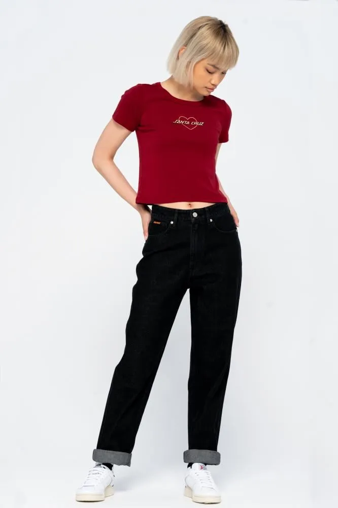Santa Cruz Womens T-Shirt Heart Strip T-Shirt - Ruby Red
