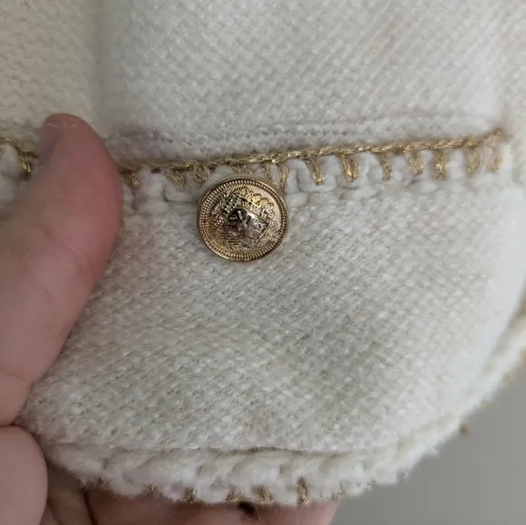 Saylor Walda Tweed Cream Cardigan Size M