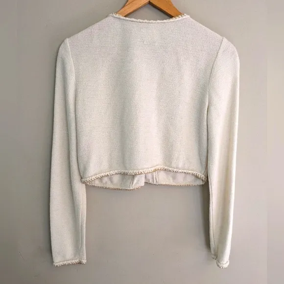 Saylor Walda Tweed Cream Cardigan Size M
