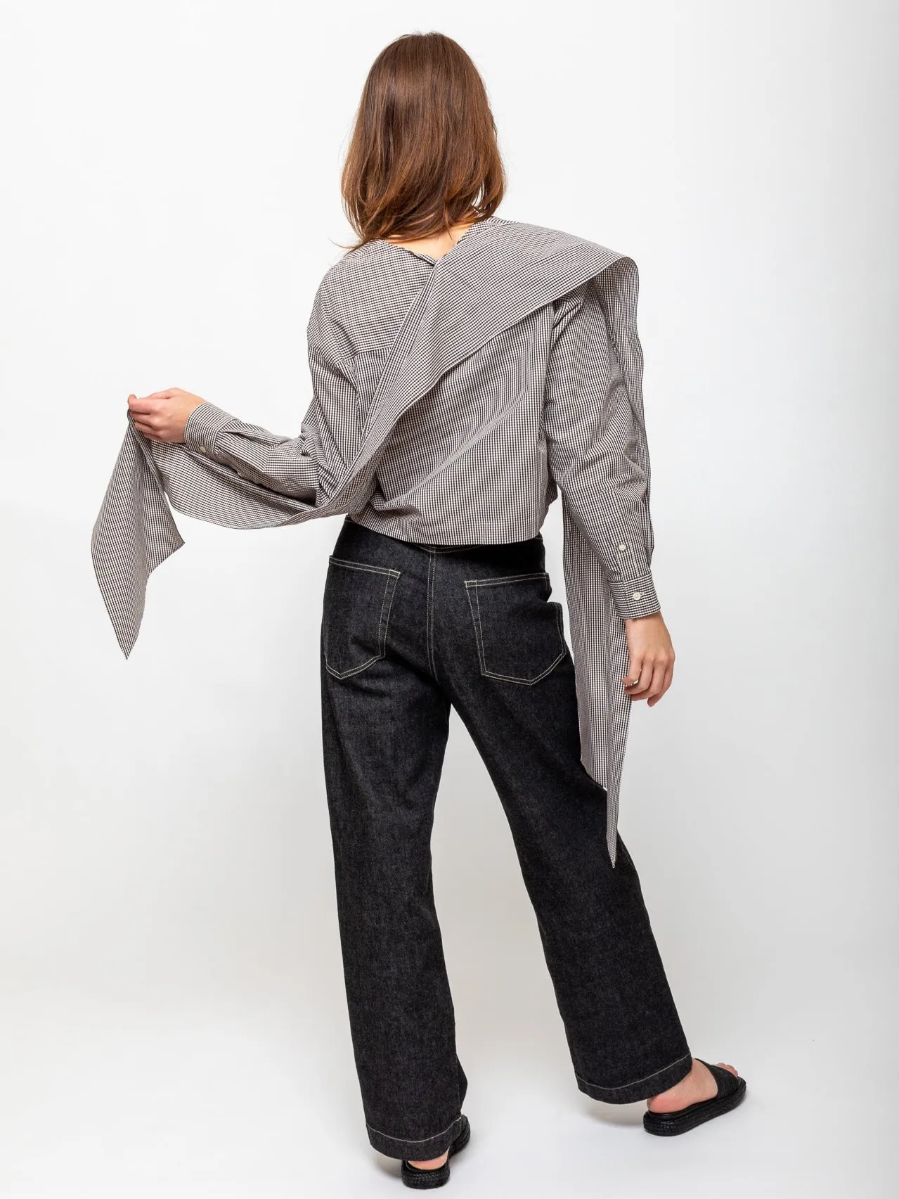 Shirt with Detachable Tie Scarf
