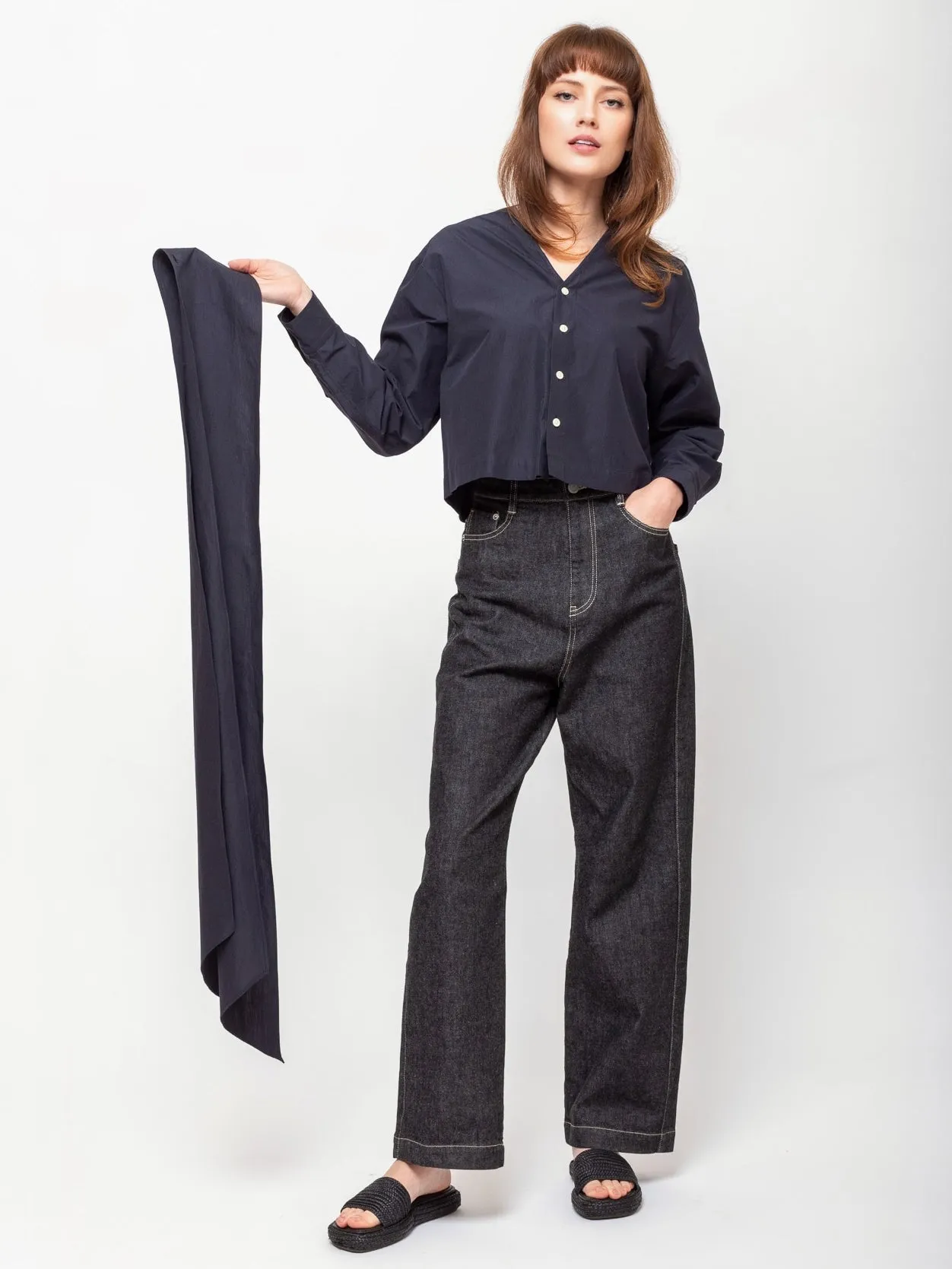 Shirt with Detachable Tie Scarf