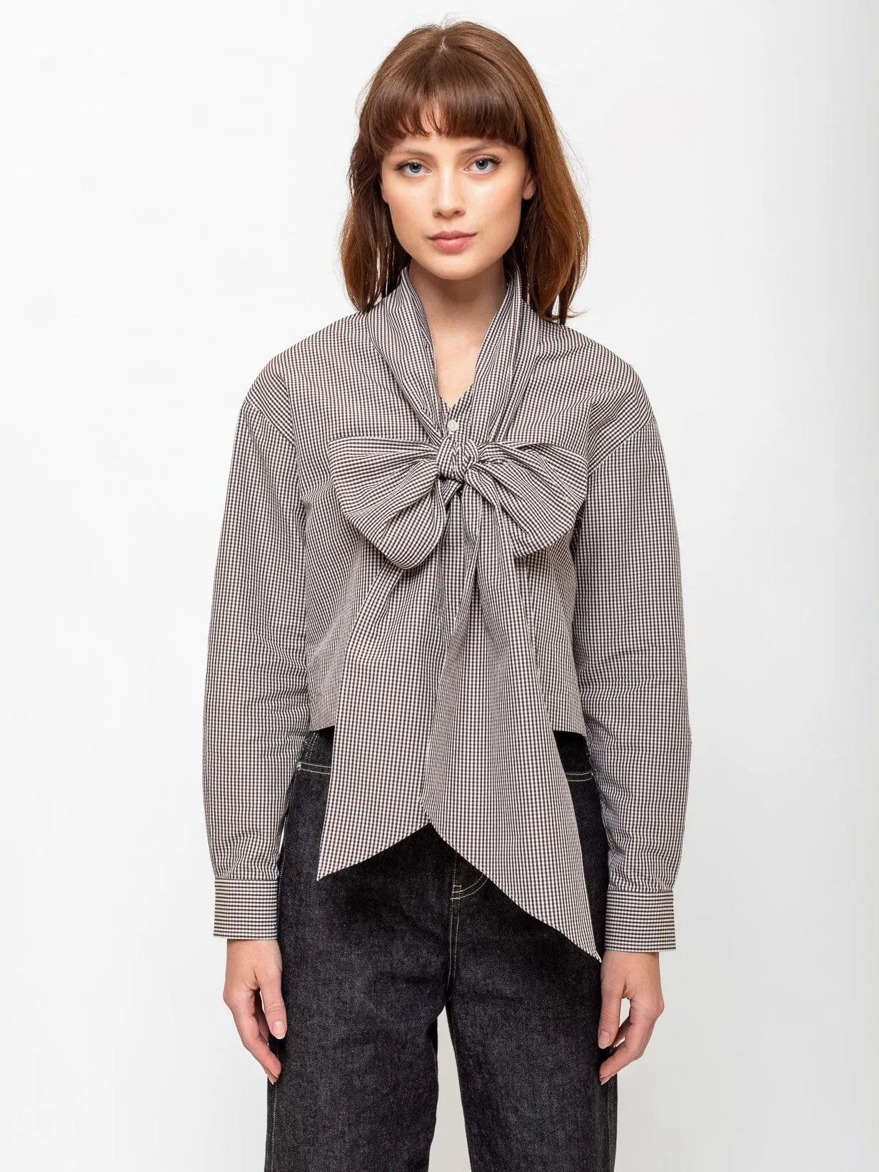 Shirt with Detachable Tie Scarf