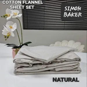Simon Baker Cotton Flannel Winter Sheet Set Natural 4 Piece
