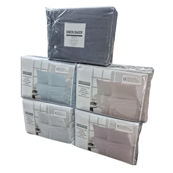 Simon Baker Cotton Flannel Winter Sheet Set Natural 4 Piece