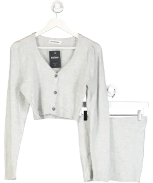 Sisterhood Grey Cropped Knitted Cardigan & Knitted Shorts UK XS