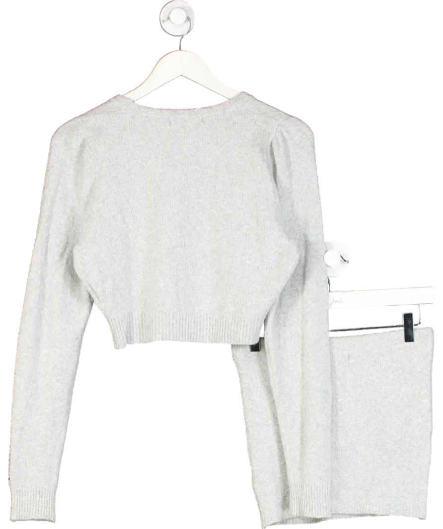 Sisterhood Grey Cropped Knitted Cardigan & Knitted Shorts UK XS