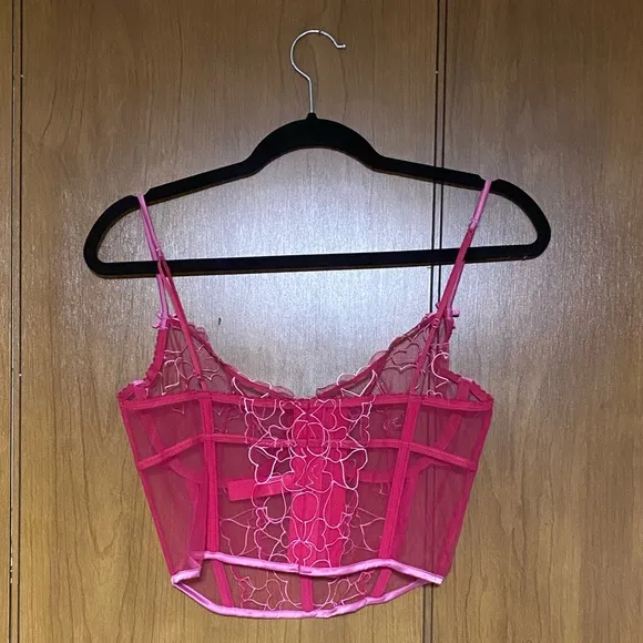 Skims Embroidered Tulle Cropped Corset