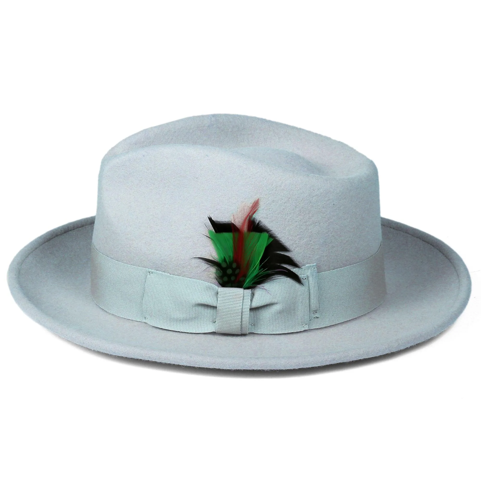 Sky Blue Fedora 100% Australian Wool Crushable Hat