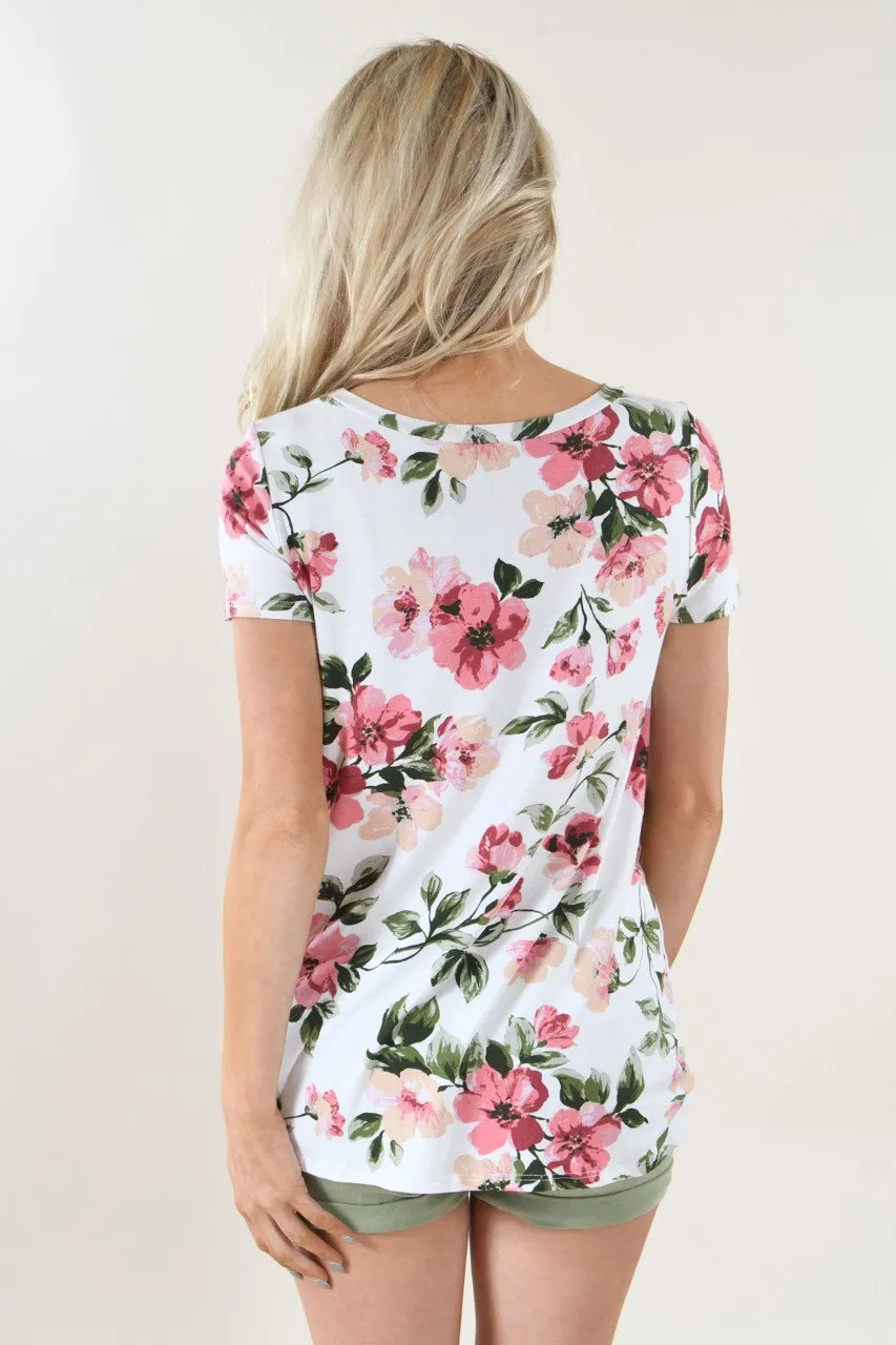 Social Butterfly Floral Knot Top