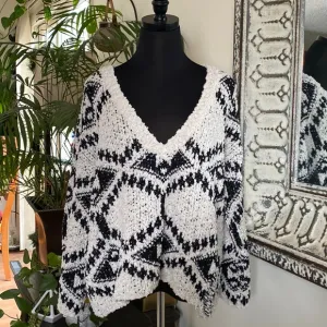 Soft Chunky Knit Distressed Wide Sleeved Deep V-Neck Sweater