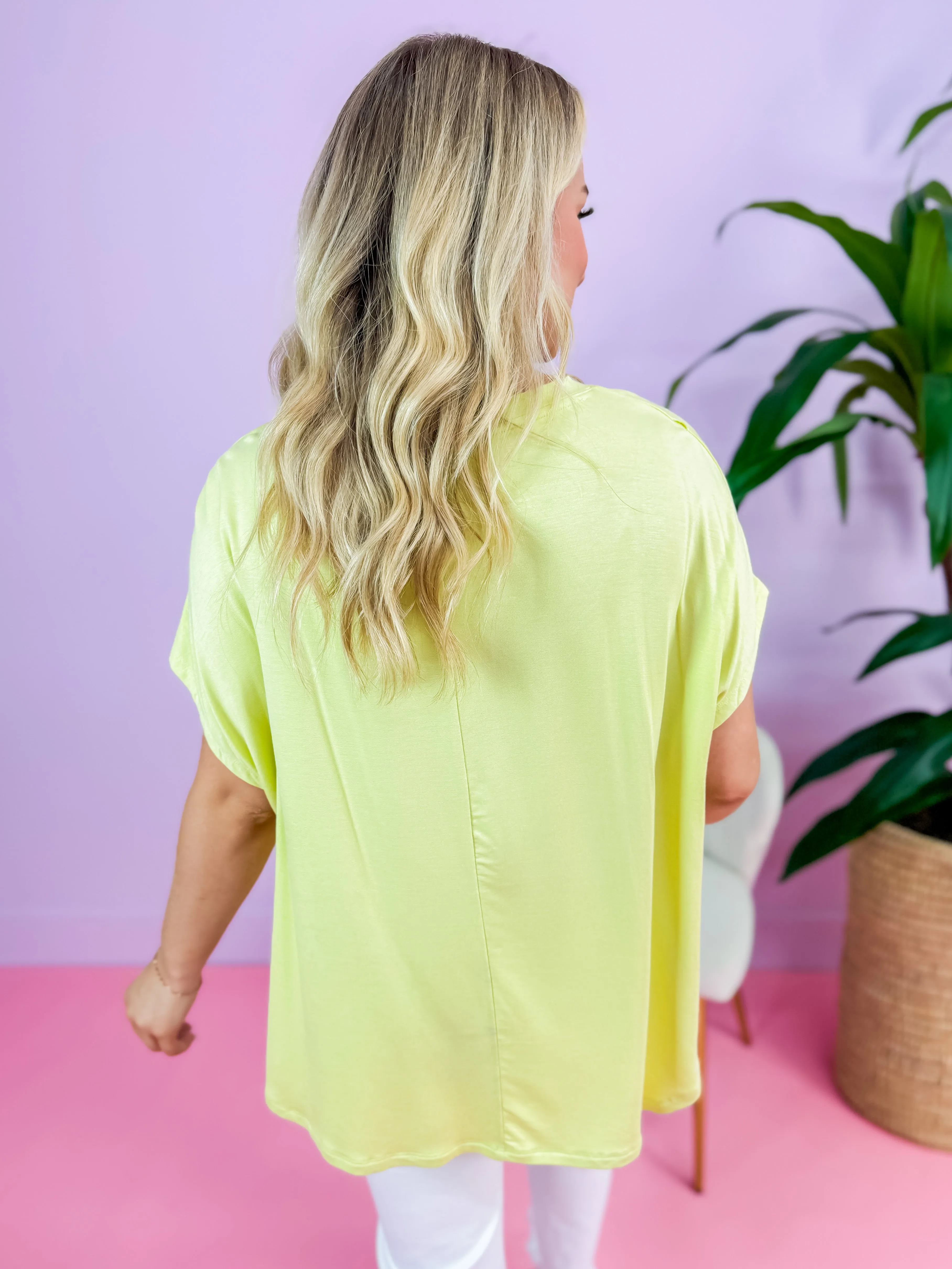 Solid Shot Dolman Sleeves Top in Lemon