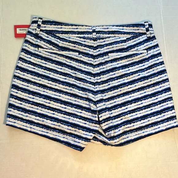 Spanx Large Shorts Sunshine Shorts 6” in blue painted stripe pockets NWT