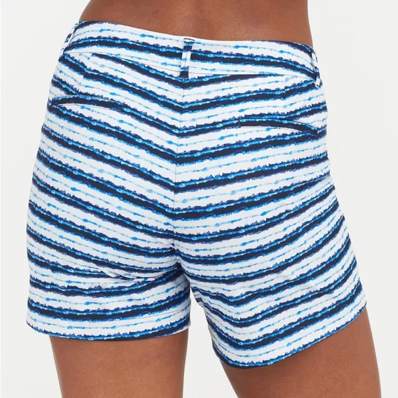 Spanx Large Shorts Sunshine Shorts 6” in blue painted stripe pockets NWT