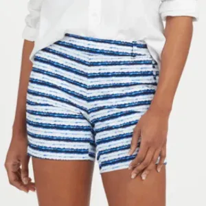 Spanx Large Shorts Sunshine Shorts 6” in blue painted stripe pockets NWT