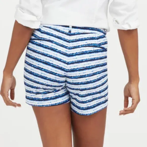 Spanx Large Shorts Sunshine Shorts 6” in blue painted stripe pockets NWT