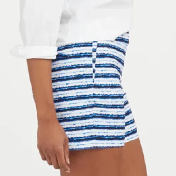 Spanx Large Shorts Sunshine Shorts 6” in blue painted stripe pockets NWT
