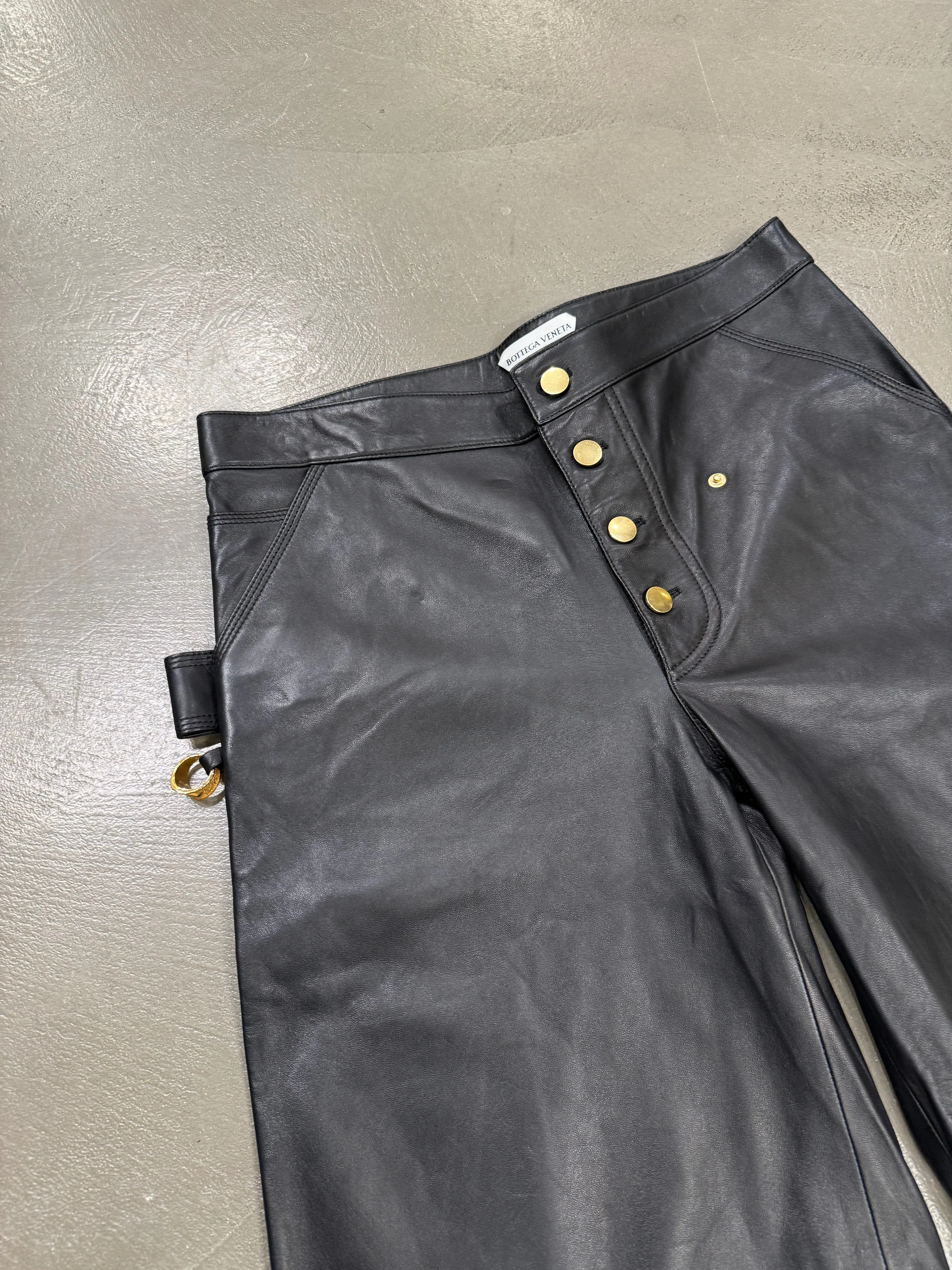 S/S 2020 Bottega Veneta leather carpenter shorts