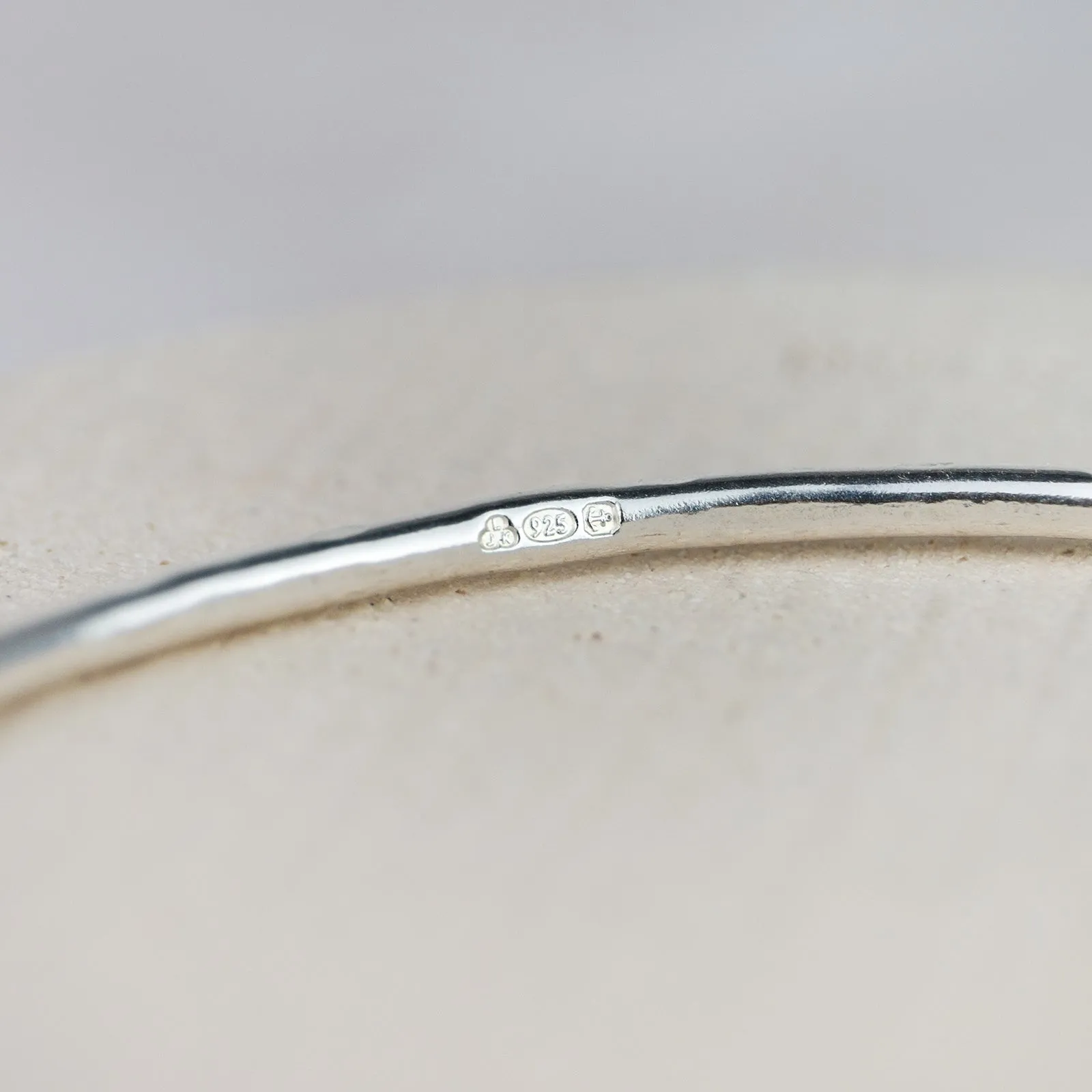 Sterling Silver Textured Tilted Heart Bangle