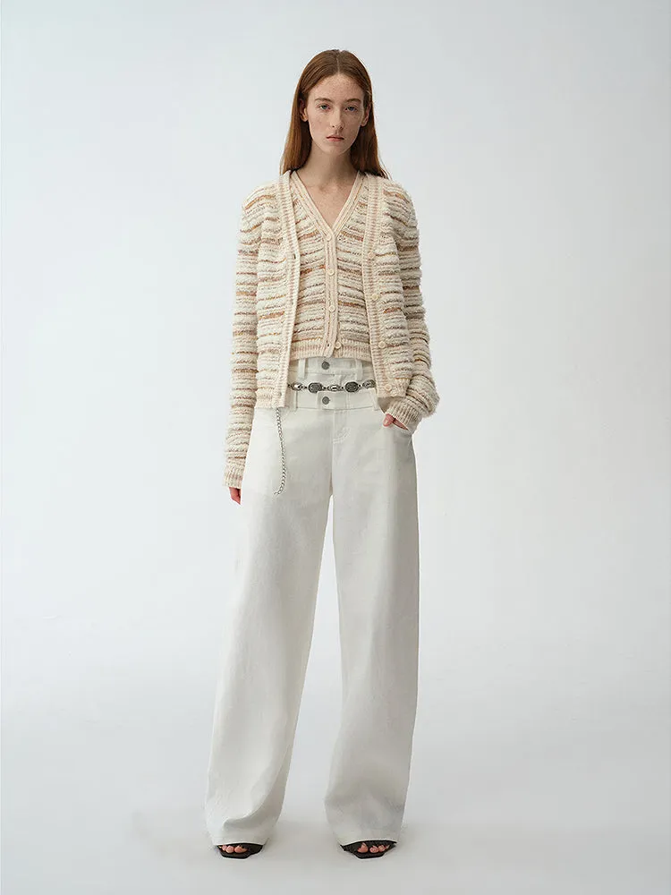 Striped Knit Cardigan Vest