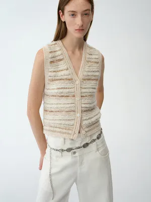 Striped Knit Cardigan Vest