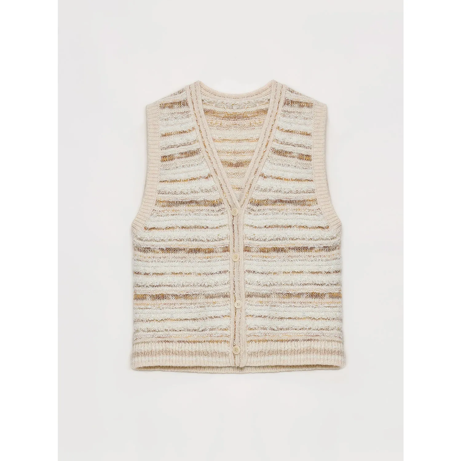 Striped Knit Cardigan Vest