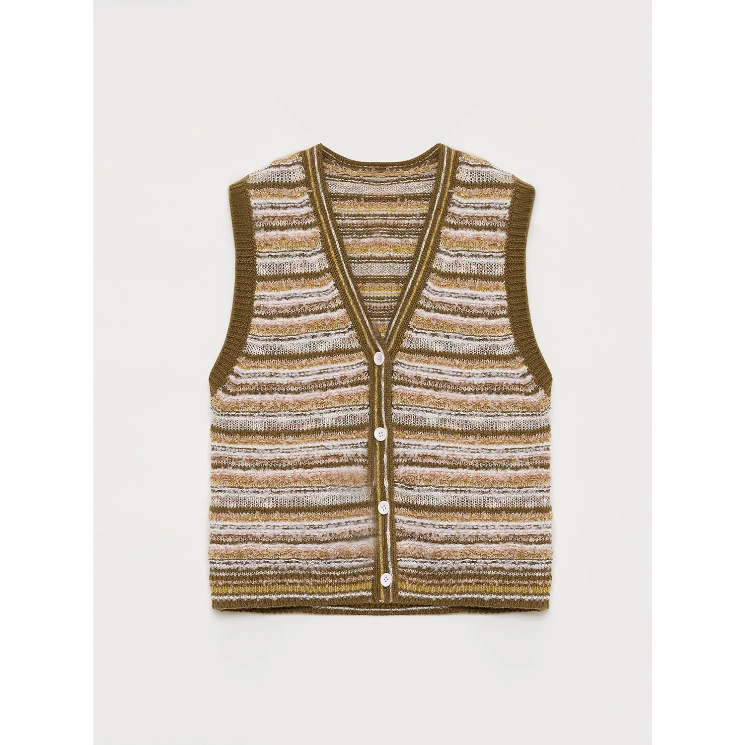 Striped Knit Cardigan Vest