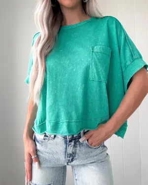 Sunny Daze Crop Tee - Turquoise